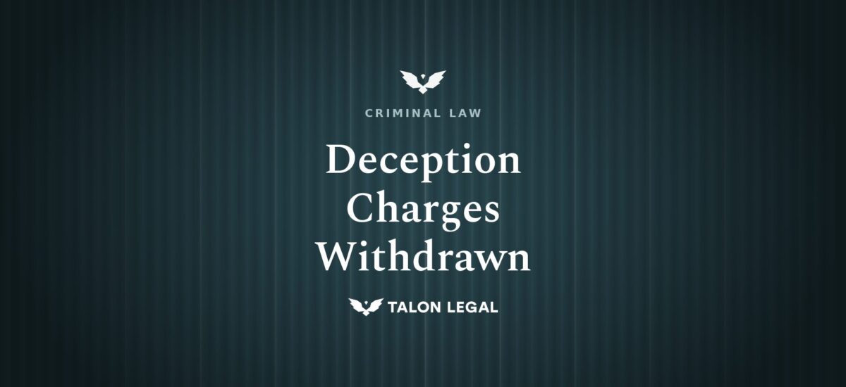 Deception Charges Withdrawn